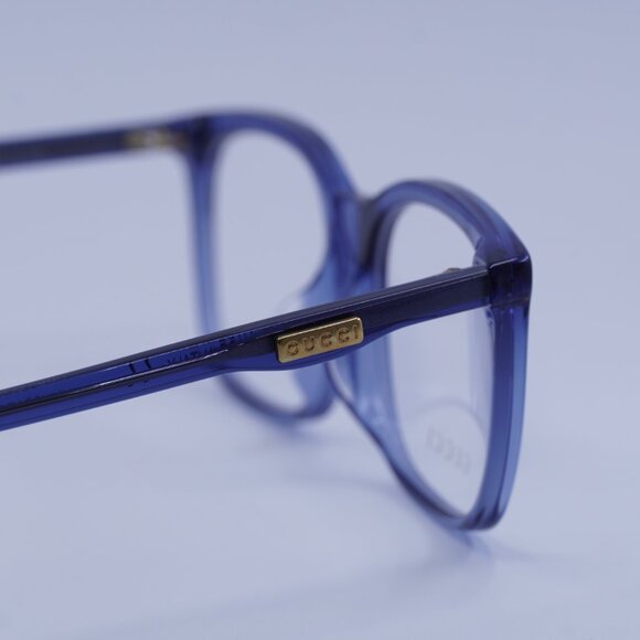 Gucci GG0333OA 003 Eyeglasses Transparent Blue 55mm Rectangle Frame - Picture 9 of 11